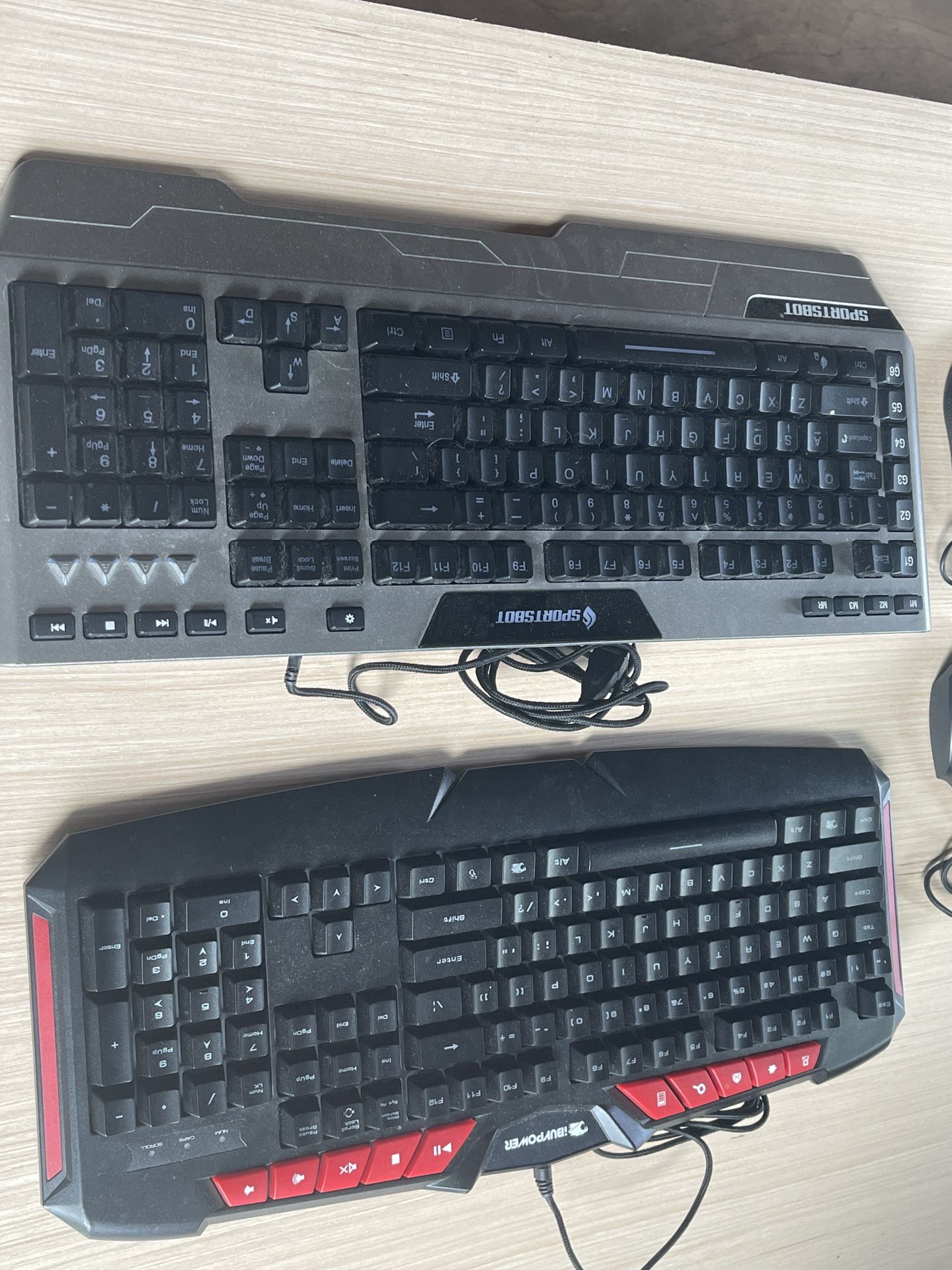 2 iBUYPOWER GKB100 Gaming Keyboards Spill Resistant Black/Red | 2 Mouses