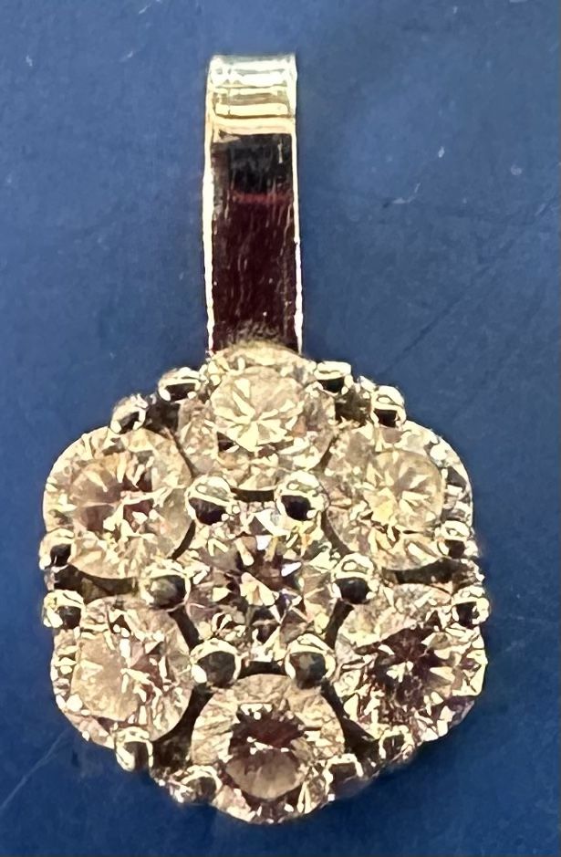 18K White Gold Diamond Cluster Charm
