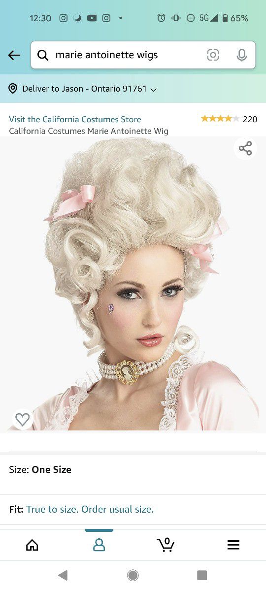 Marie Antoinette Colonial Rococco Wig Halloween Costume Used Once