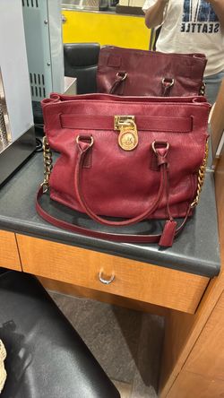 Classic Crimson Red Leather Tote Bag – Multi-Compartment Top Handle Purse