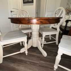 Wood Dining Table with 4 Chairs