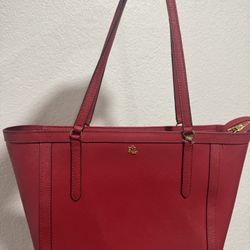 Red Lauren Ralph Lauren Tote Bag – Genuine Leather