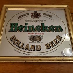 Vintage Heineken Beer Sign, 15" X 18"