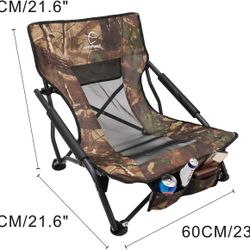 HITORHIKE Low Sling Beach Camping Concert Folding Chair with Armrests and Breathable Nylon Mesh Back Compact and Sturdy Chair