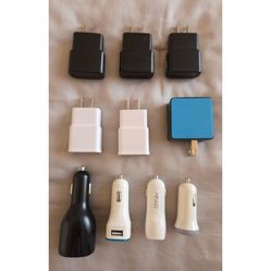 USB Wall & Car Charger Adapter, 10 Piece Set