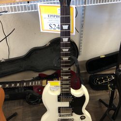 96091 Epiphone SG 2007 Les Paul Sg Standard White Body 6-String Electric Guitar In Hard Carry Case 535463