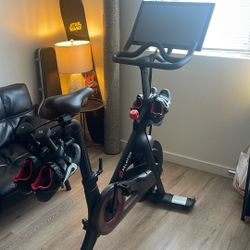 Peloton Bike With 2 Pairs Of Cleats & Weights