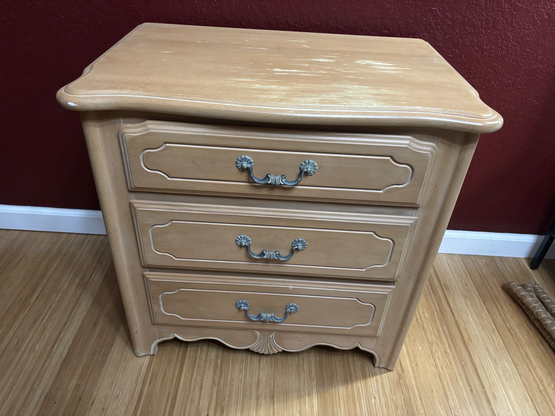 Ethan Allen Solid Maple 3 Draw Nightstand