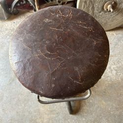 Old Stool Leather Seat Does Spin Does Not Go Up Or Down 