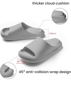 posee Pillow Slippers Slides for Women & Men, Non-Slip Cloud Slides House Bedroom Shoes Shower Sandals Indoor & Outdoor, Grey,42-43  black 44-45