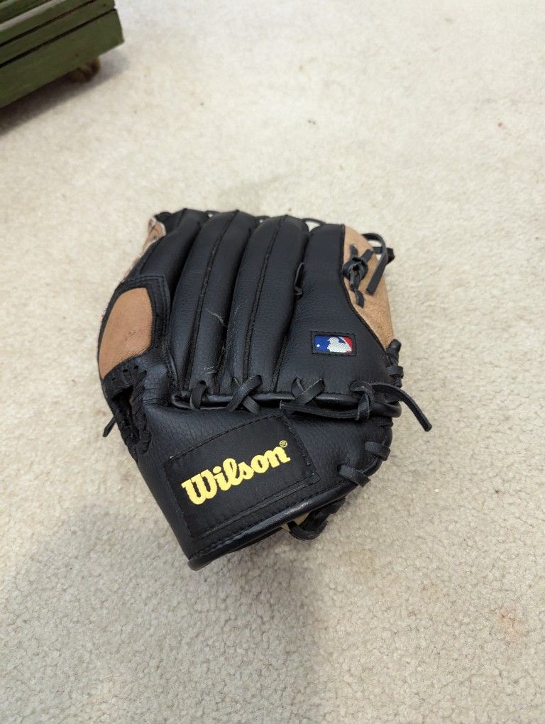 Wilson Baseball Mitt, It's A Medium To Large Hand Brown And Black Leather