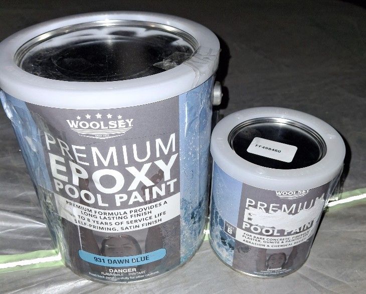 WOOLSEY
Premium Epoxy Pool Paint Dawn Blue 931 New Sraled Cans