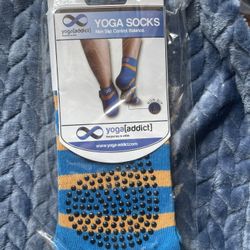 NEW YogaAddict Yoga Toeless Socks with Grips (Non Slip Skid Lines), for Yoga, Pilates, Barre, S/M