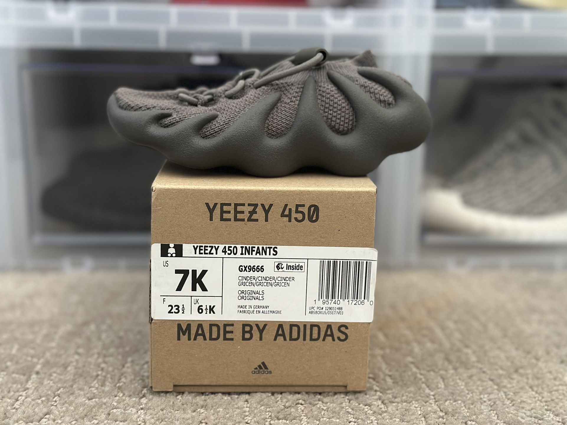 Size 7K - adidas Yeezy 450 Cinder (Infants) - $100