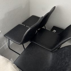 Round Marble Design Black dining Table And Chairs 