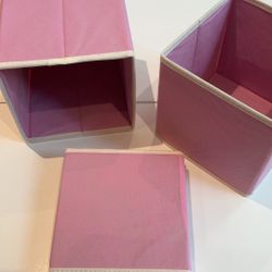 Pink Foldable Fabric Storage Bins – Set of 4