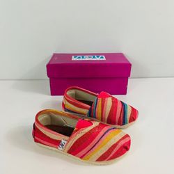 Brand New Girls Red Multi Striped Flats-Avail in sizes 7,11,12,13,1,2,3