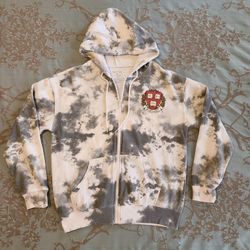 Zoe Liv Harvard Athletics Gray White Tie Dye Full Zip Hoodie Size