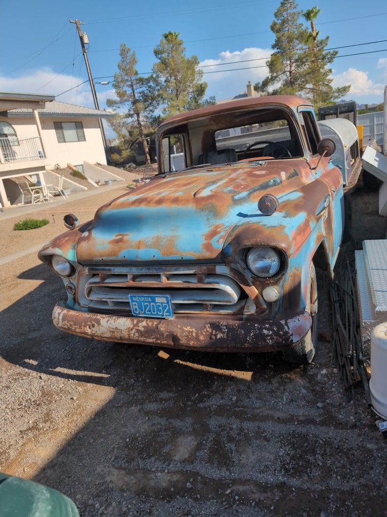 1957 Chevy 3/4 Ton Flatbed Bed 55728mi Motor Runs All Original Taking Offers
