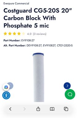 Everpure Costguard CG5-20S 20" Carbon Block Water Filter 5 Micron