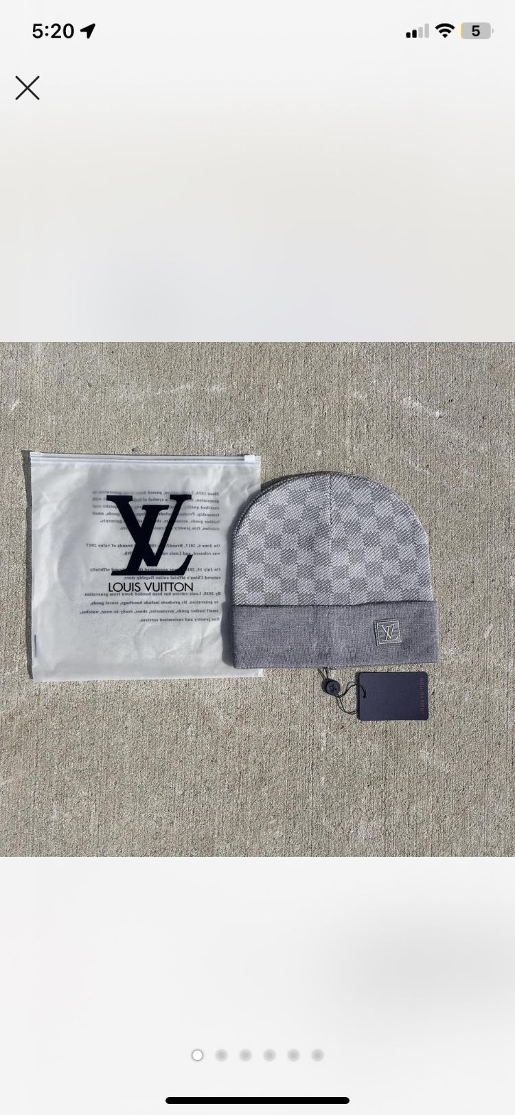 LV Wool Bonnet Petit Damier Beanie Hat Grey