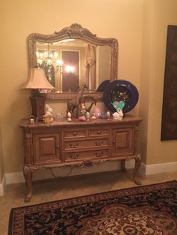 Traditional marble top sideboard by American Drew.