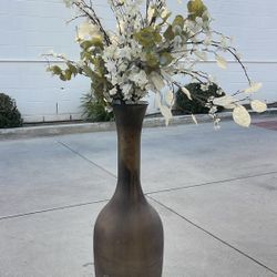 Grey Decorative Tall Glass Vase 