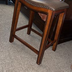 Wooden Stool With Embroidered Ends 