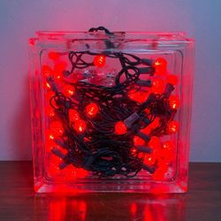 Clear Glass Block Light Up Red Christmas Lamp Decor