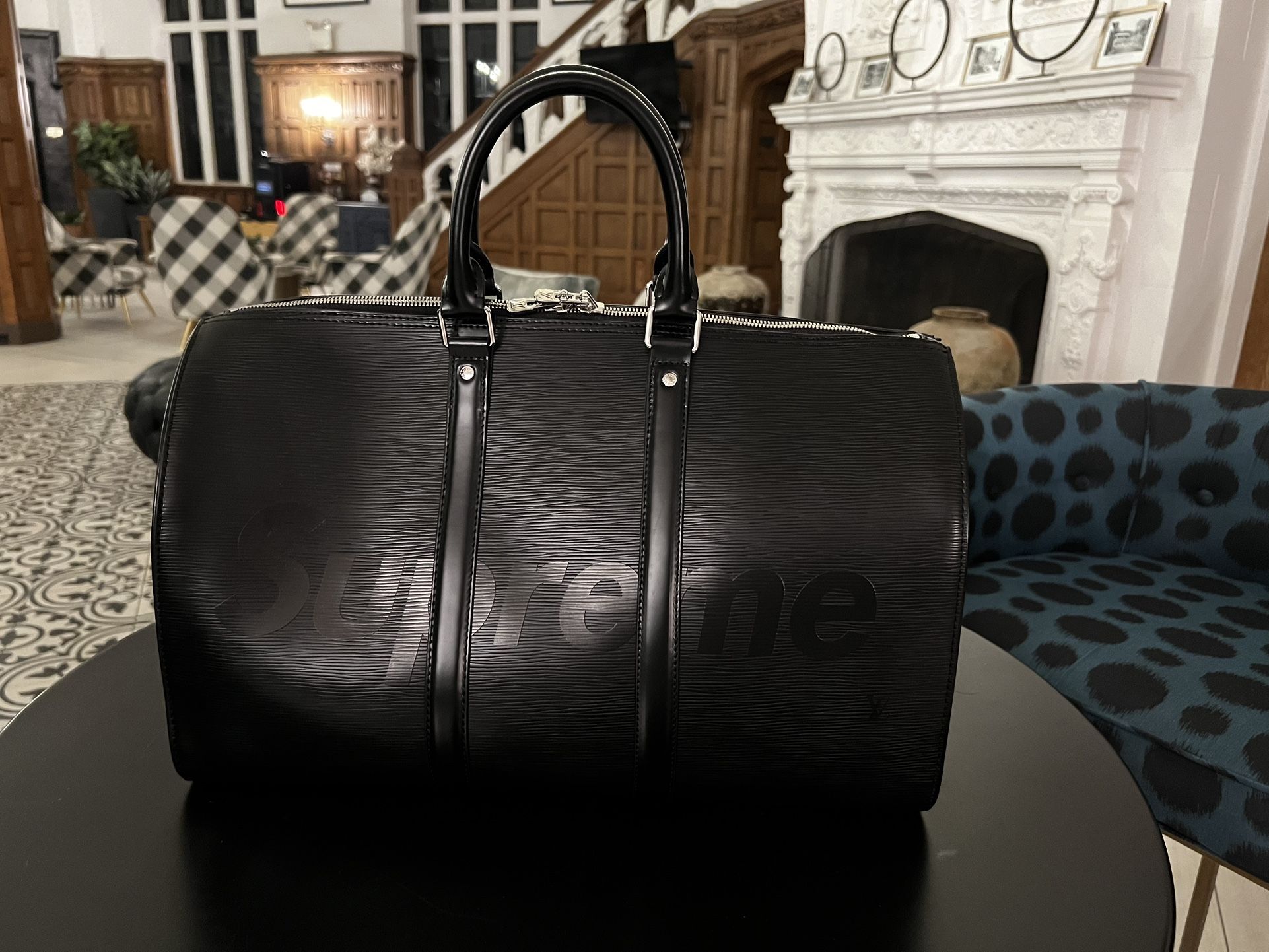 Louis Vuitton X Supreme Keepall Bandouliere 55 Black Bag