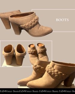 Tan Suede Ankle Boots with Braided Detail