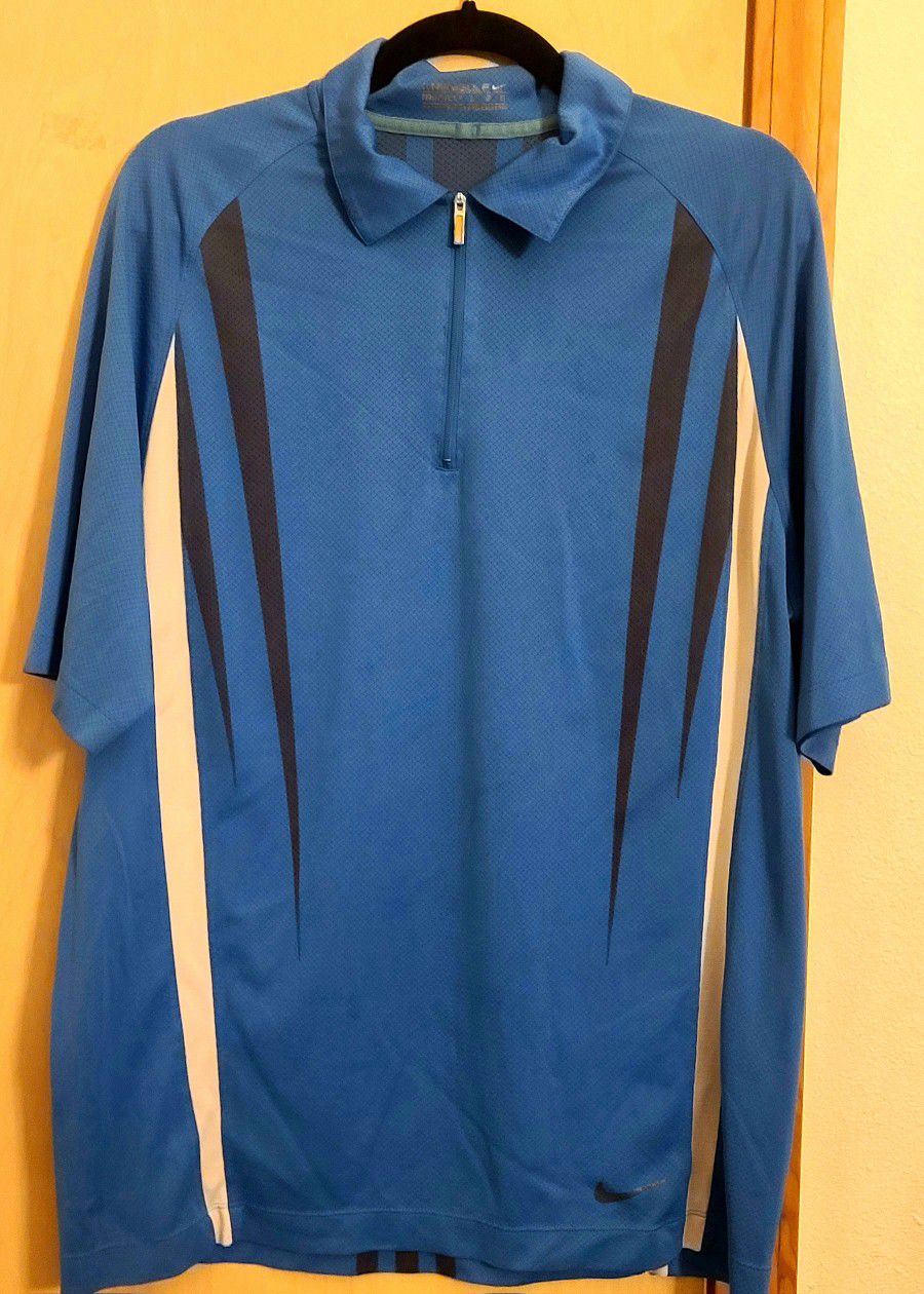 Blue Large Nike Dri-FIT Collared Shirt