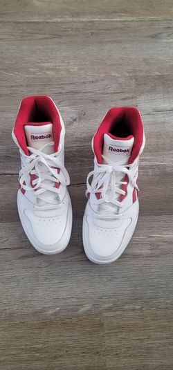 Red and white Reebok shoes size 10.5