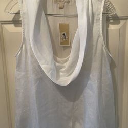 Michael Kors- Size L- White Sleeveless blouse- cowl neck- MSRP $74.50