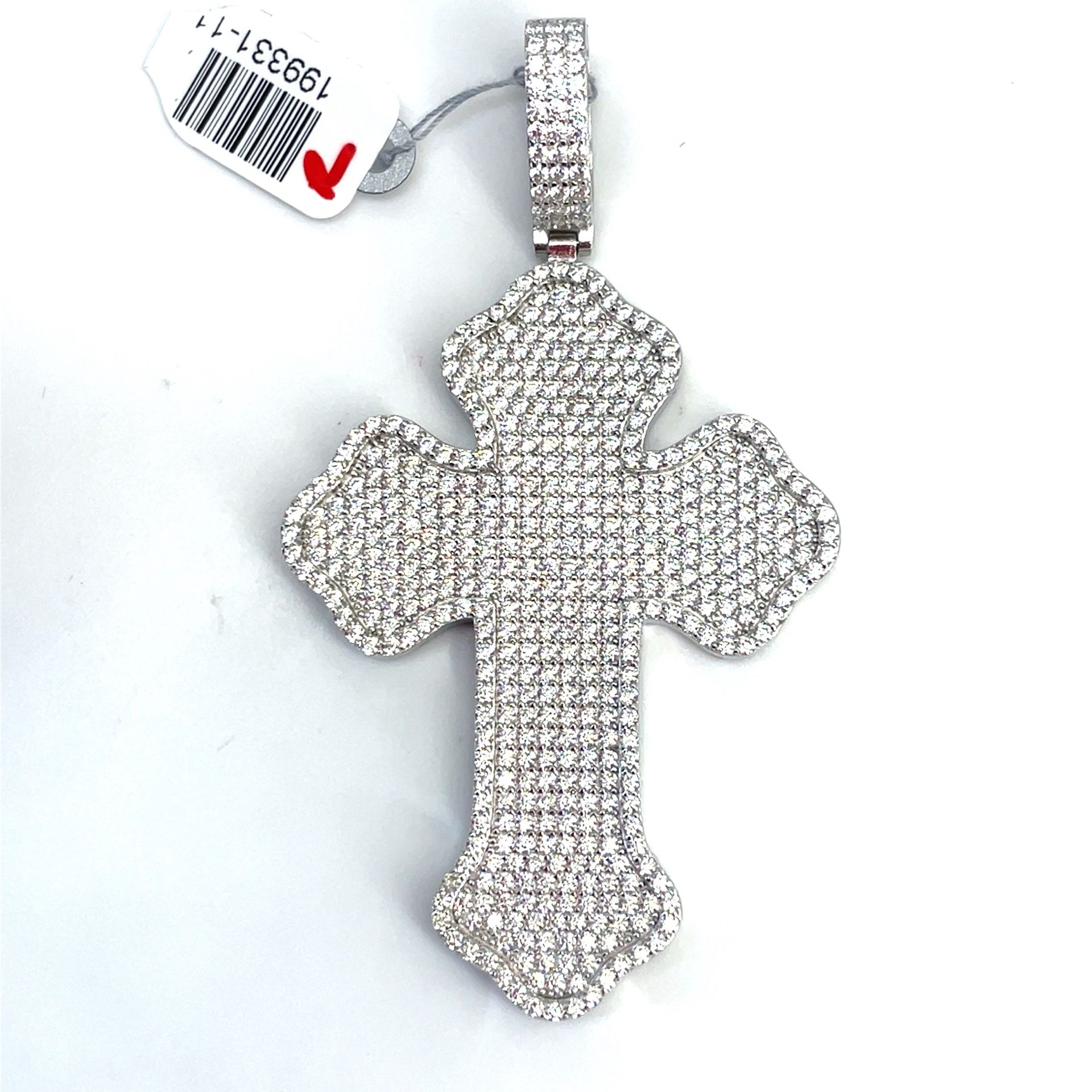 925 Sterling Silver CZ Floral Cross Pendant 16.00g 199331/11