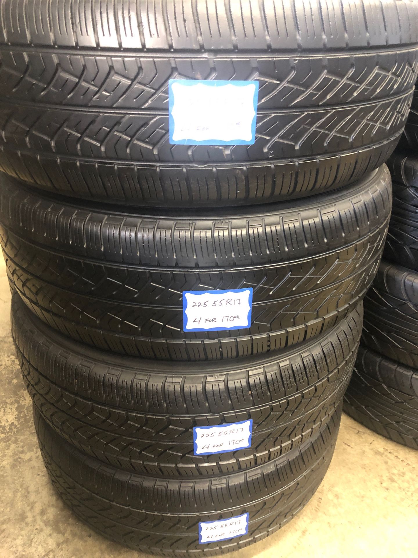 👀SET OF 4 USED TIRES👀 225/55/17 YOKOHAMA •INSTALL/BALANCE INCLUDED•