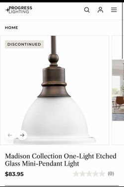 NEW Progress Lighting P5078-20 1-Light Stem-Hung Mini-Pendant with White Etched