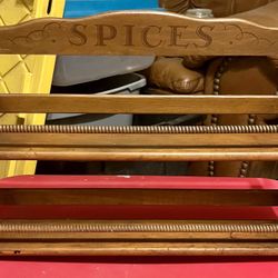 Vintage Wooden 2 Tier Spice Rack