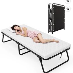 75"x31" Folding Bed with Memory Foam Mattress, No Assembly, Portable Rollaway Bed for Adult & Guest