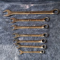 7 S-k combination wrenches 1" - 3/4 - 11/16 -5/8 -9 1/6 - 1/2 - 3/8 Made In USA