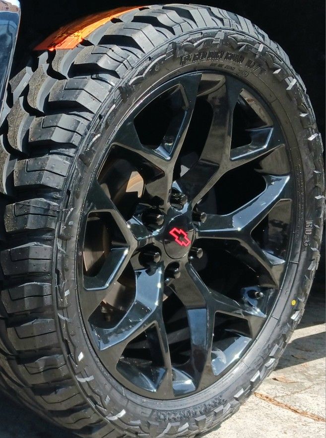 22" Chevy Silverado GMC Sierra Replica Wheels & Tires OFF-ROAD Tahoe Suburban Escalade Yukon Ram Tundra Titan Rims Rines Llantas.. Setof4