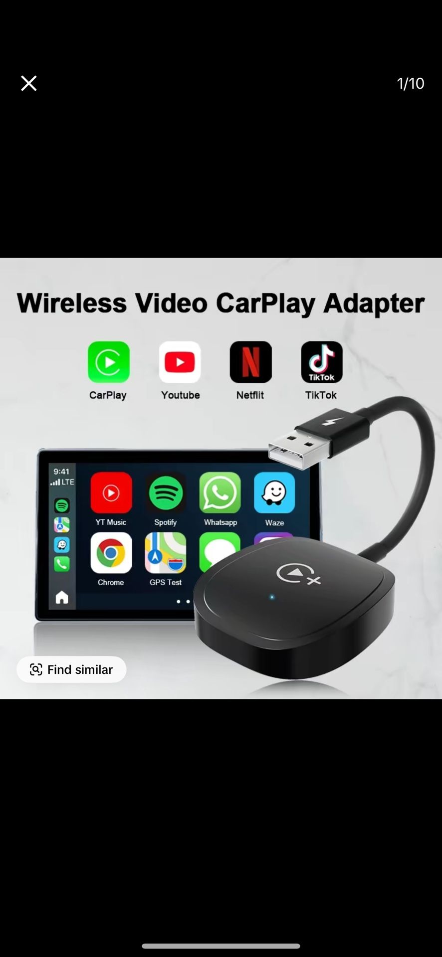 2025 Wireless CarPlay Adapter - Converts wired CarPlay to wireless | Compatible with iPhone and Bluetooth-wifi | Plays YouTube, Netflix, TikTok