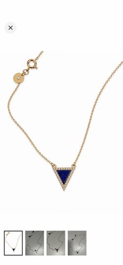 Michael Kors Blue Triangle Pavé Pendant Gold-Tone Necklace