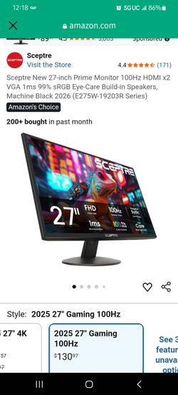 Open box Sceptre gaming monitor 27''