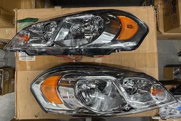 Chrome Housing With Amber Corners LED Headlights For 2006 To 2013 Chevy Impala & 06-07 Monte Carlo