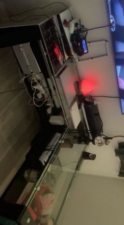L shaped glass computer desk