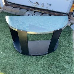 Croften 48 in. Merlot Standard Half Moon Glass Console Table