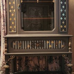 Exquisite Newly Refinished Antique Jacobean China Cabinet Hutch 