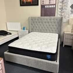 Queen Gray Bed Frame 