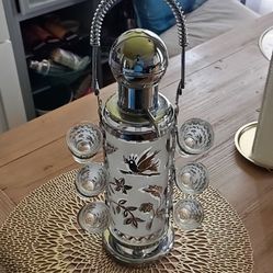 Vintage Glass Decanter Set with Shot Glasses